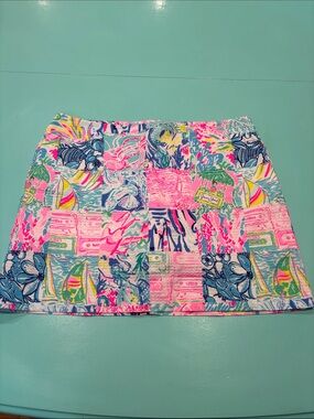 Lilly Pulitzer Patchwork Mini Skort in Pink, Blue & Green Summer remix patch